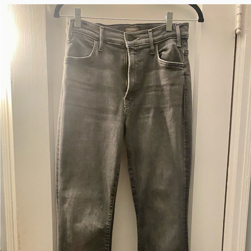Lil MOTHER Gray Wide Leg Jeans - Faded Black-Grey Wash petite 28